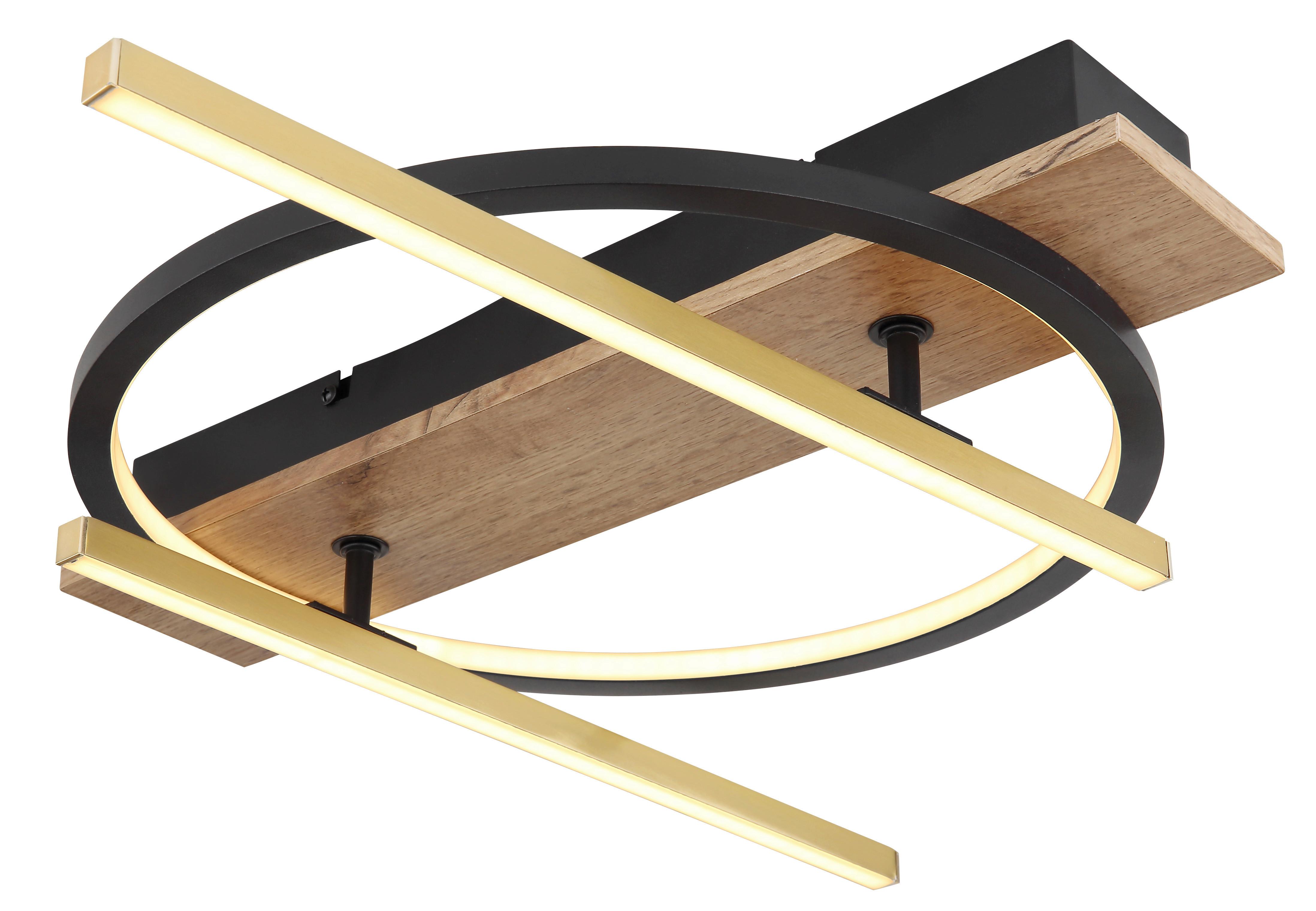 Led-deckenleuchte 67295d - Dunkelbraun/Messingfarben, Design, Holzwerkstoff/Kunststoff (44/40/9cm) - Globo