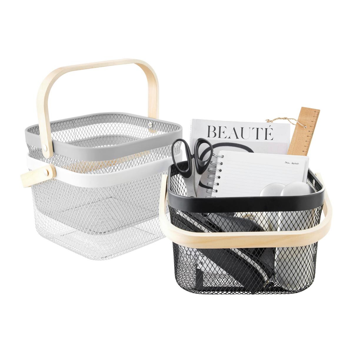 Univerzálny košík BETTY - šedá, Moderní, kov/dřevo (26.8/25.5/17.5cm) - Mömax