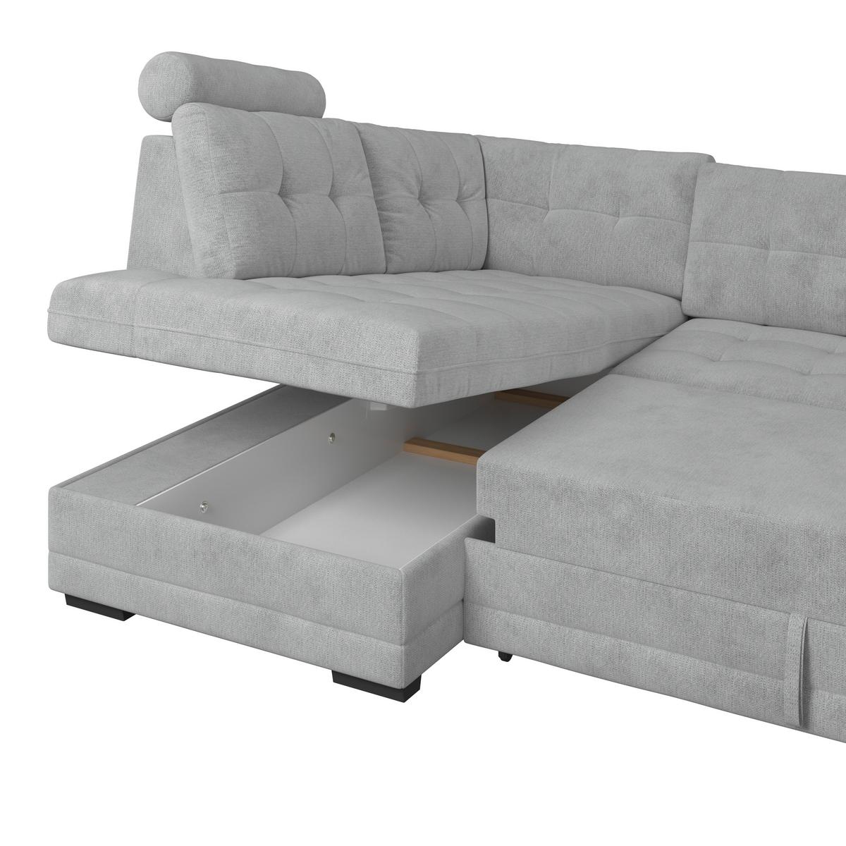 Ecksofa mit Schlaffunktion Falco new hellgrau 183x251 cm - Hellgrau/Schwarz, KONVENTIONELL, Textil (183/251cm) - Ondega
