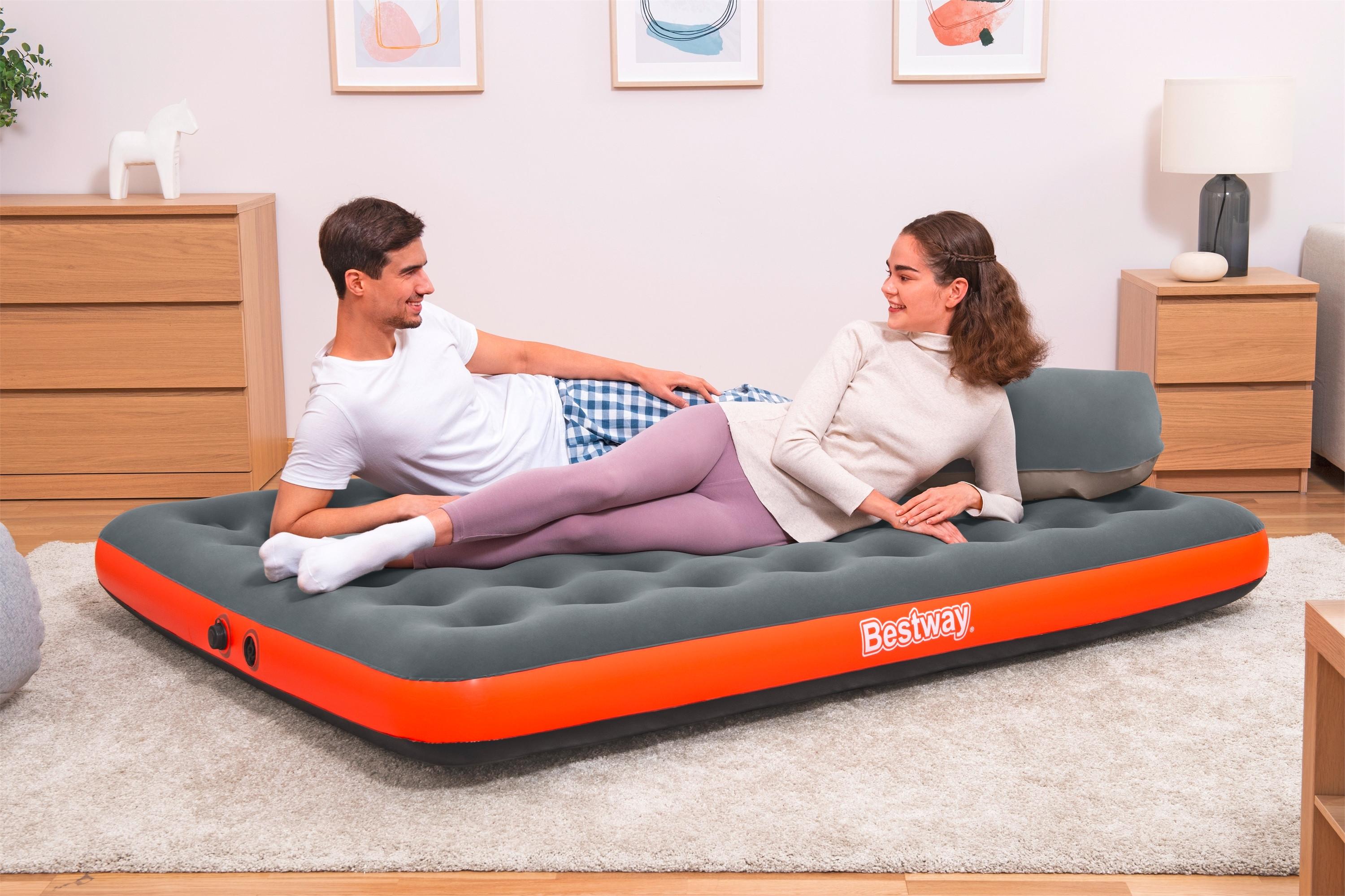 Luftbett Outdoor Roll & Relax 203x152x22 cm Bis 300kg - Orange/Grau, MODERN, Kunststoff (203/152/22cm) - Bestway