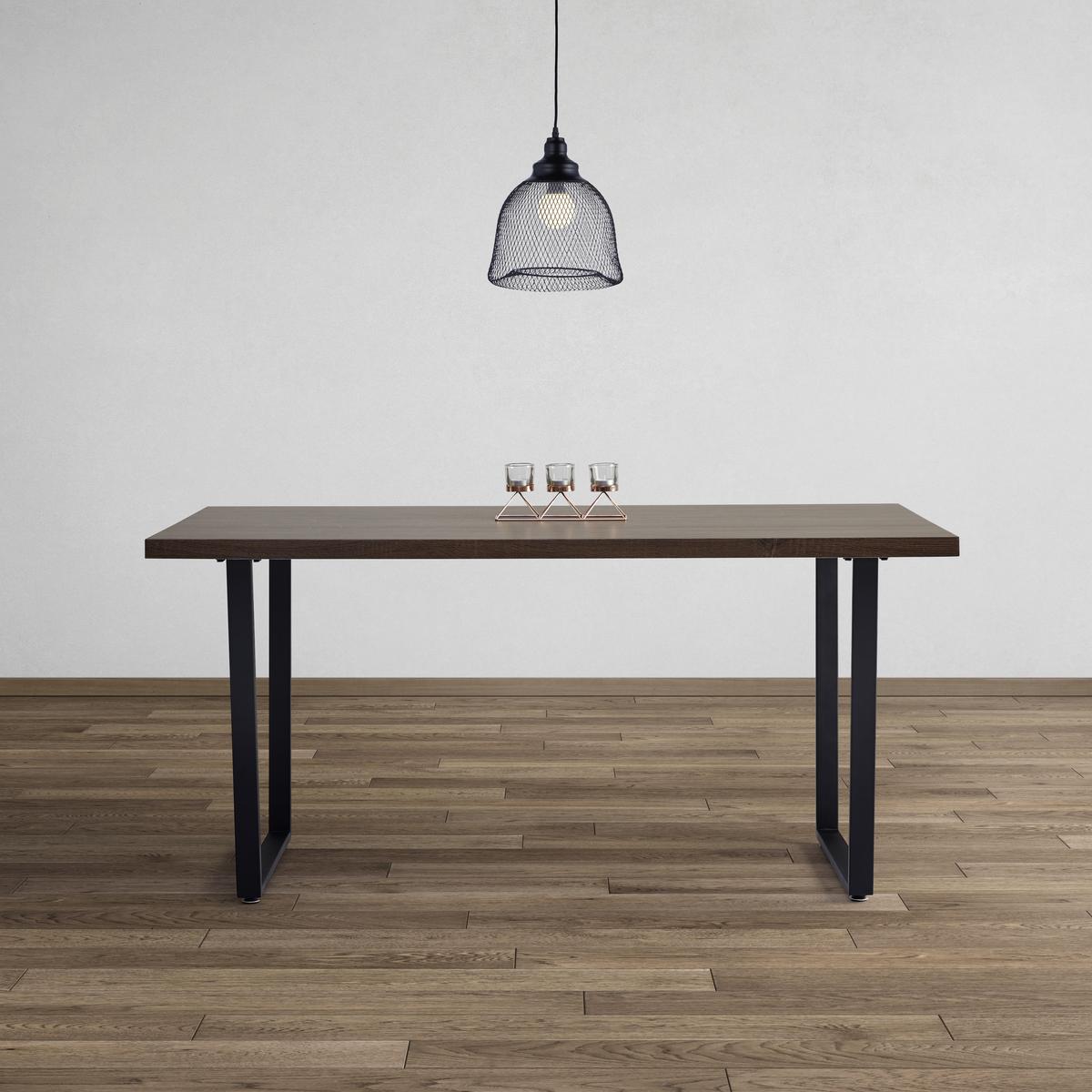 Stůl Dave  160x90cm - černá/barvy vlašských ořechů, Moderní, kov/dřevo (160/90/76cm) - Bessagi Home