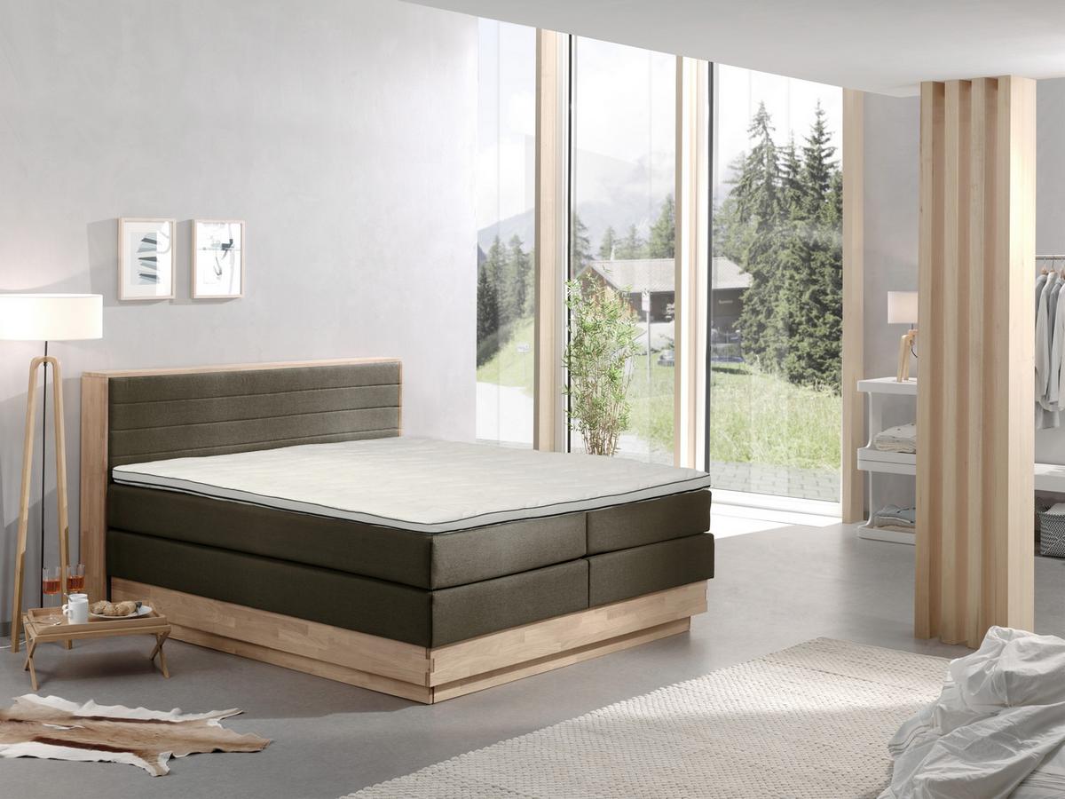 Boxspringbett mit Topper & Bettkasten 200x200 Moneta - Eichefarben/Schwarz, MODERN, Holz/Textil (200/200cm) - MID.YOU