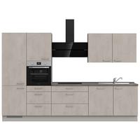 Kuchynská linka 330 cm, šedý betón/ kamenná šedá - sivá/farba ušľachtilej ocele, Modern, kov/kompozitné drevo (330cm) - Nobilia