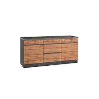 Küchenunterschrank Turin 180 Cm Graphitfarben/eiche - Eiche Wotan/Graphitfarben, Design, Holzwerkstoff (180/86/60cm) - Held
