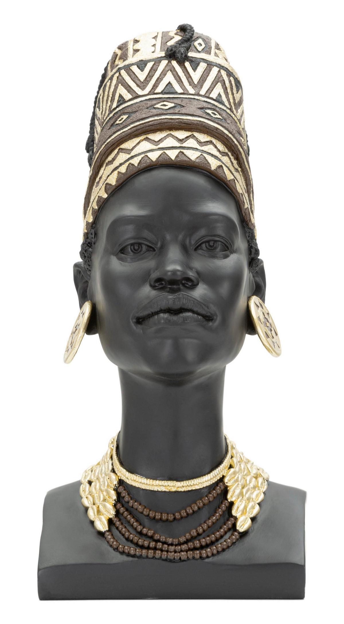 Skulptur Massai Woman Cup Schwarz, Goldfarben, B:21,5 cm - Goldfarben/Schwarz, Basics, Kunststoff (21.5/45/27.5cm)