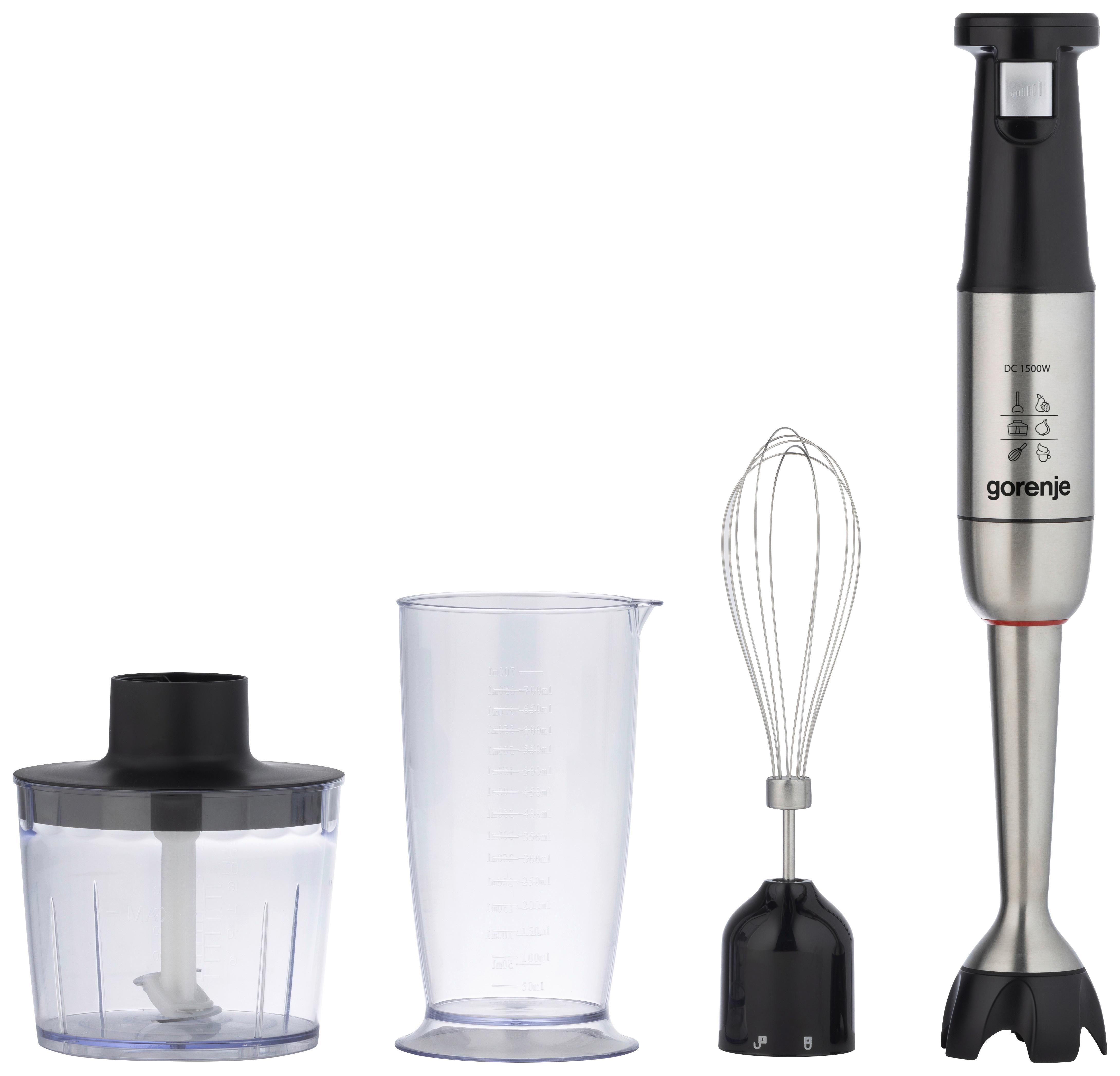 STABMIXER-SET 1500W, 0,5l Behälter - Edelstahlfarben/Schwarz, MODERN, Kunststoff/Metall (5,6/41,8/8,9cm) - Gorenje