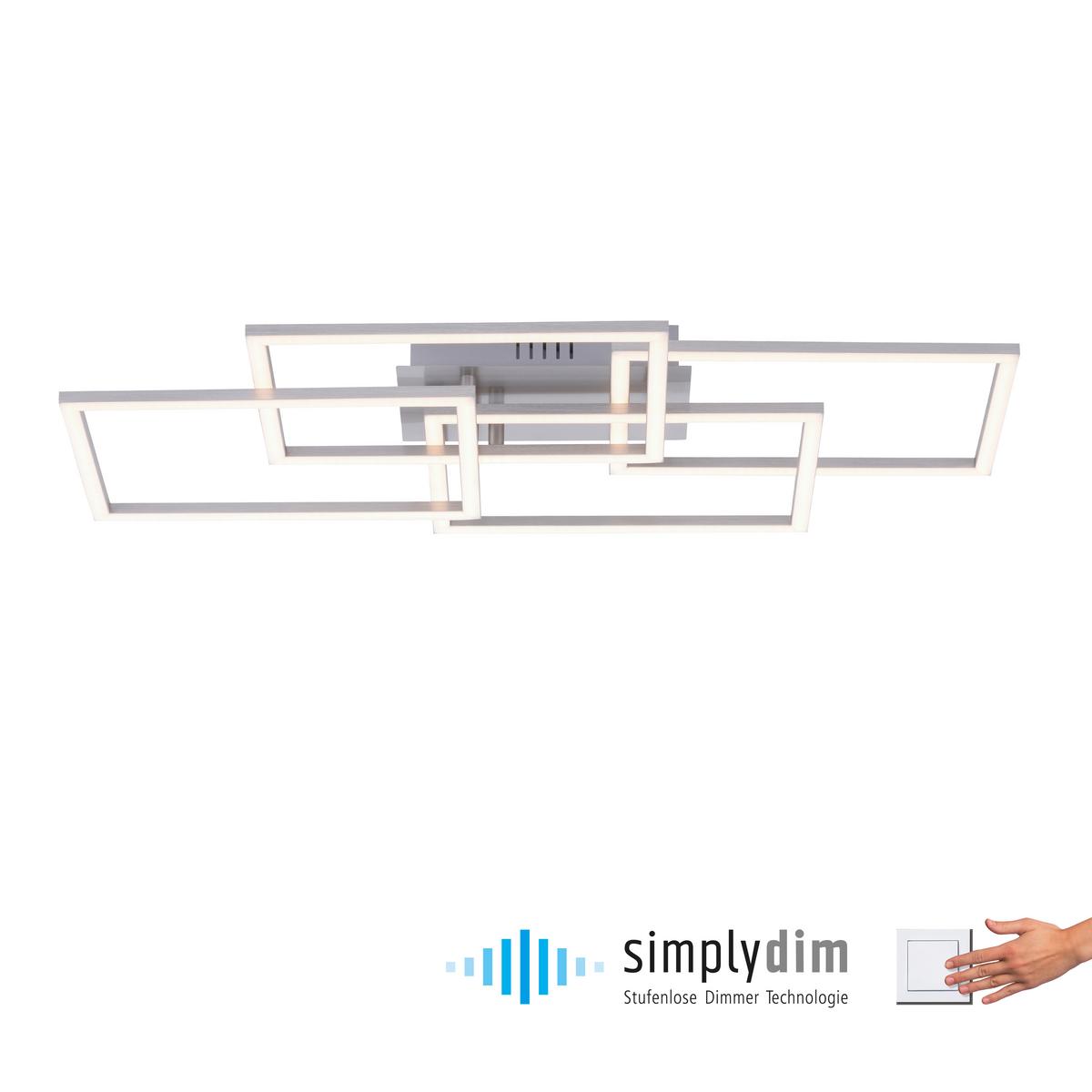 LED-Deckenleuchte Iven L: 70 cm dimmbar mit Memory-Funktion - Alufarben, Design, Kunststoff/Metall (70/34,5/9,5cm)