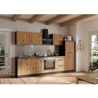 Küchenblock Liverpool Graphit/Eiche Dekor B: 300 cm - Schieferfarben/Eiche Wotan, Basics, Holzwerkstoff (300cm) - Held