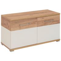 Garderobenbank Gw-Topix B 96cm 2 Drehtüren Eiche Dekor/Weiß - Eichefarben/Alufarben, MODERN, Holzwerkstoff (96/51/40cm) - Germania