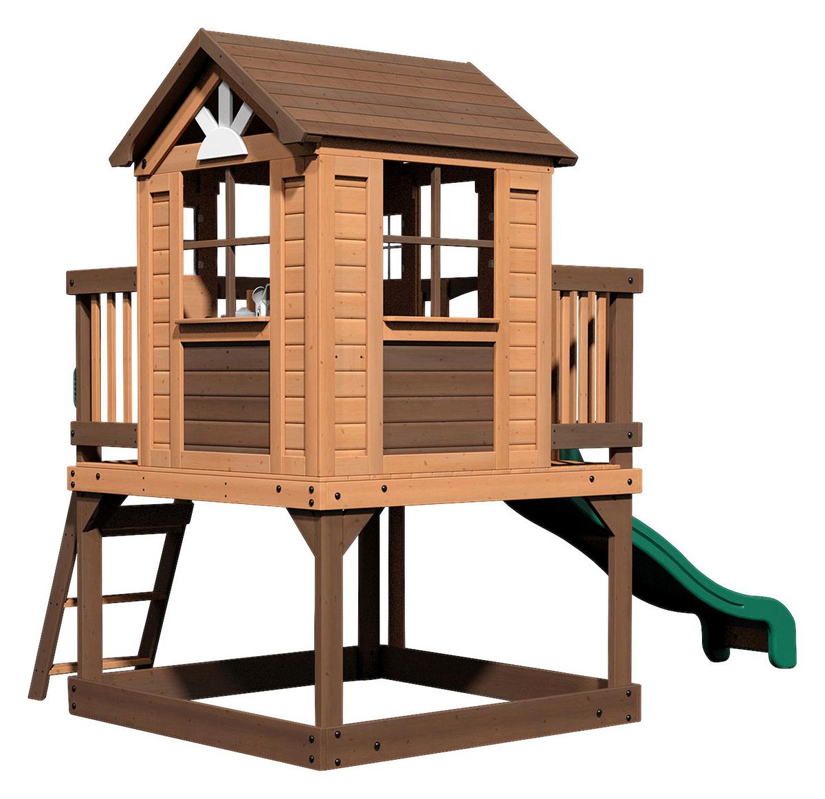 Spielhaus Echo Heights Braun/grün B: 190 Cm - Braun/Grün, KONVENTIONELL, Holz/Kunststoff (190/230/310cm) - Ambia Garden