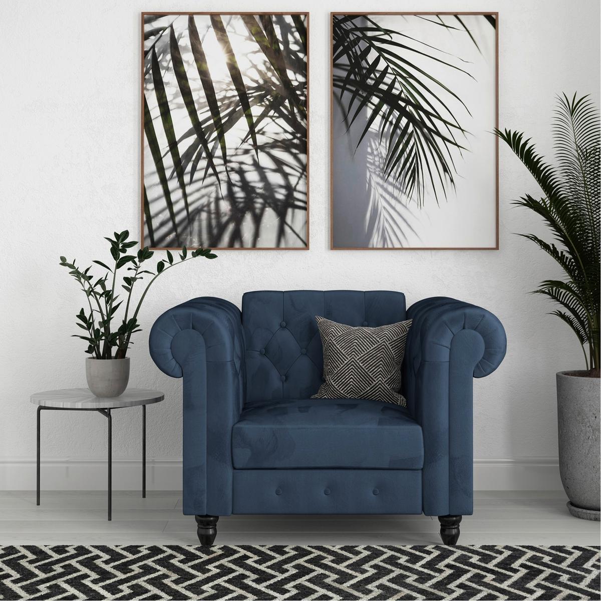 Sessel Firenze Blau, Relaxfunktion - Blau/Schwarz, Basics, Textil (111/83cm) - Livetastic