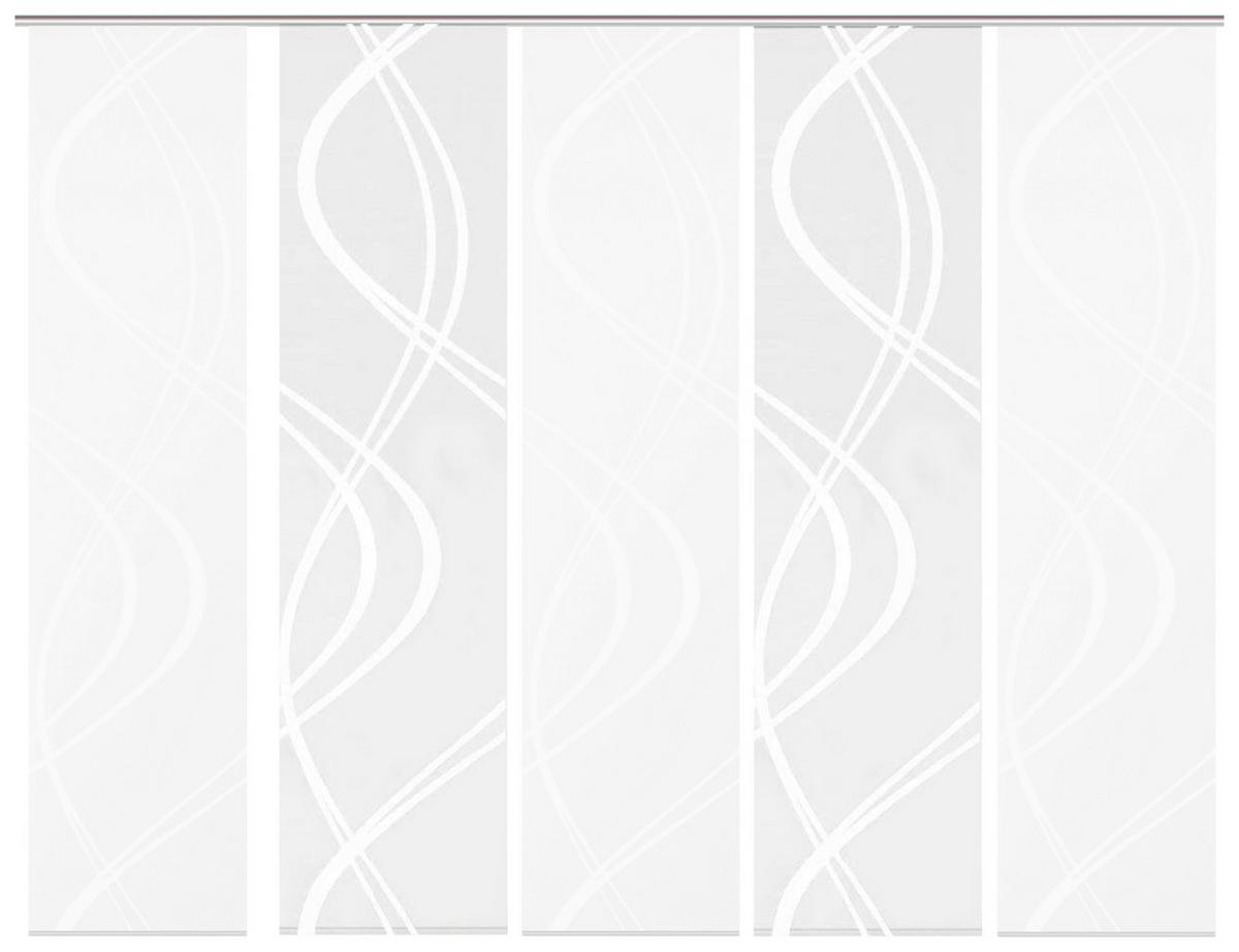 Flächenvorhang 5--Teilig. Tiberio B: 60 cm, Weiß halbtransparent - Weiß, MODERN, Textil (60/245cm)