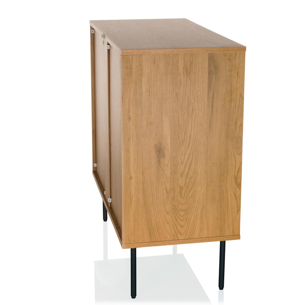 Kommode Linno K Eichefarben B: 80 cm - Eichefarben/Schwarz, MODERN, Holzwerkstoff (80/85/40cm) - MID.YOU