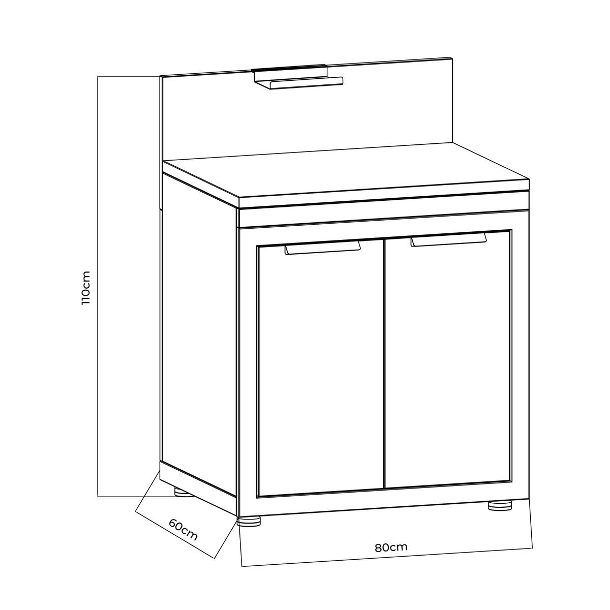 Outdoorküchenunterschrank Origin, Anthrazit, Stahl - Anthrazit, Basics, Metall (80/110/60cm) - Gardenson
