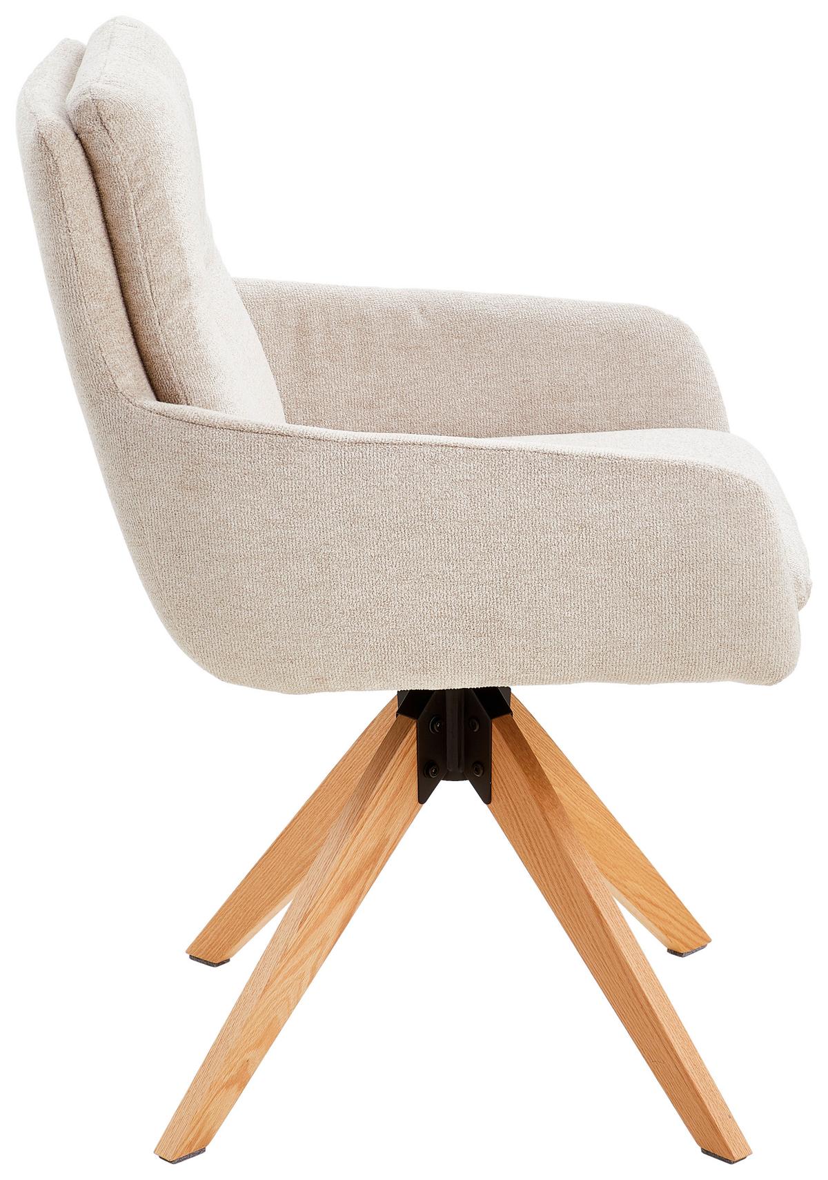 Armlehnstuhl Slide Creme B: 58 cm - Eichefarben/Creme, MODERN, Holz/Textil (58/91/63,5cm) - Livetastic