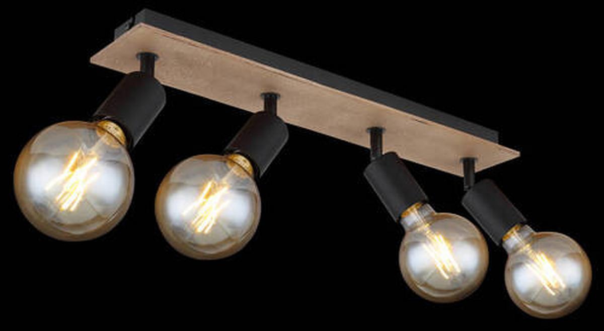 Strahler 54008-4nh - Schwarz/Braun, Natur, Holz/Metall (49/9/11cm) - Globo