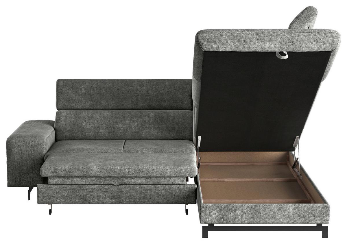 Ecksofa mit Bettkasten Emma Grau 262x215 cm - Schwarz/Grau, Textil (262/215cm) - MID.YOU