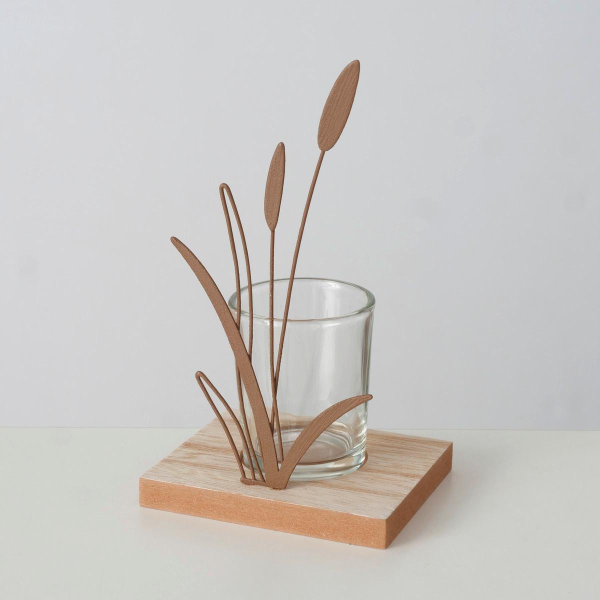 Stojan na svíčku NOLANI I - zelená, Konvenční, kov/kompozitní dřevo (18,5cm) - Mömax