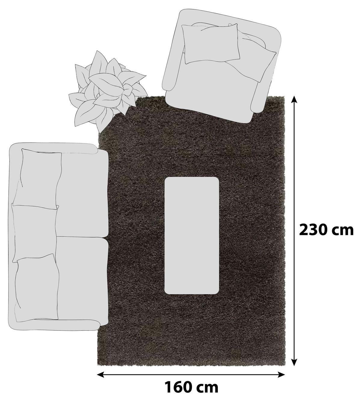 Hochflor Teppich Braun Naturfaser Fluffy 160x230 cm - Braun, Basics, Textil (160/230cm)