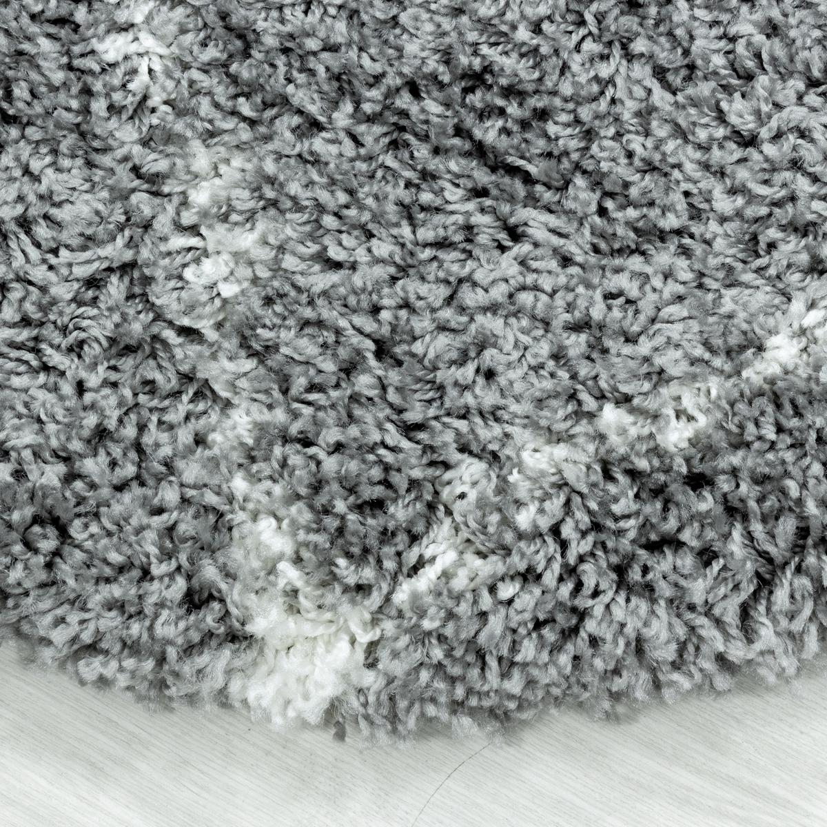 Hochflor Teppich Grau Alvor Rund ⌀ 200 cm - Grau, Basics, Textil (200cm)