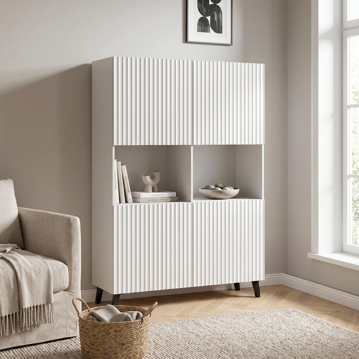 Vysoká komoda PHUKET š: 120 cm - čierna/biela, Design, kompozitné drevo (120/172/39cm) - Livetastic