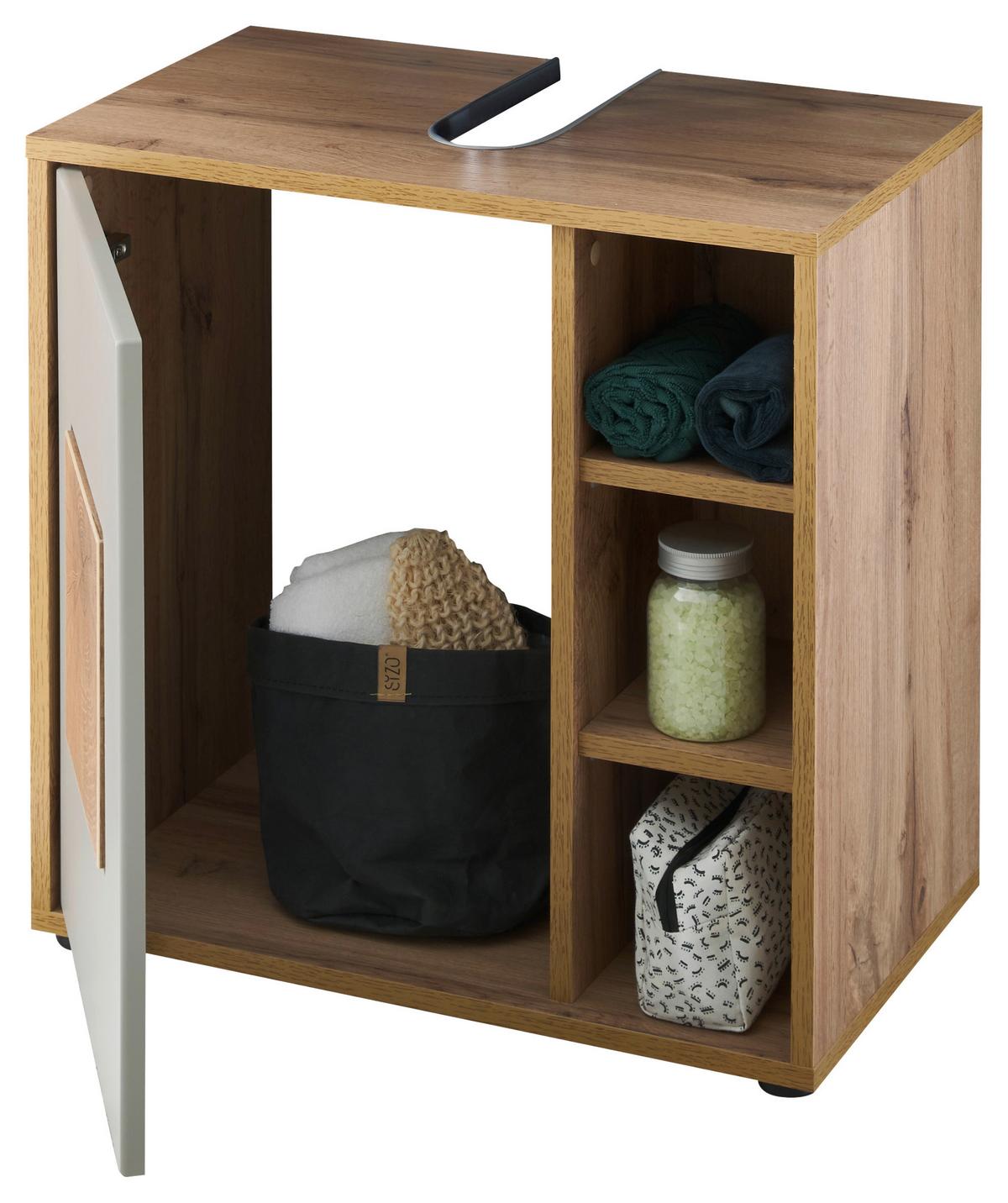 Waschbeckenunterschrank Greece B: 60 Cm Eiche Dekor/grau - Eiche Wotan/Hellgrau, MODERN, Holzwerkstoff (60/60/35cm) - MID.YOU