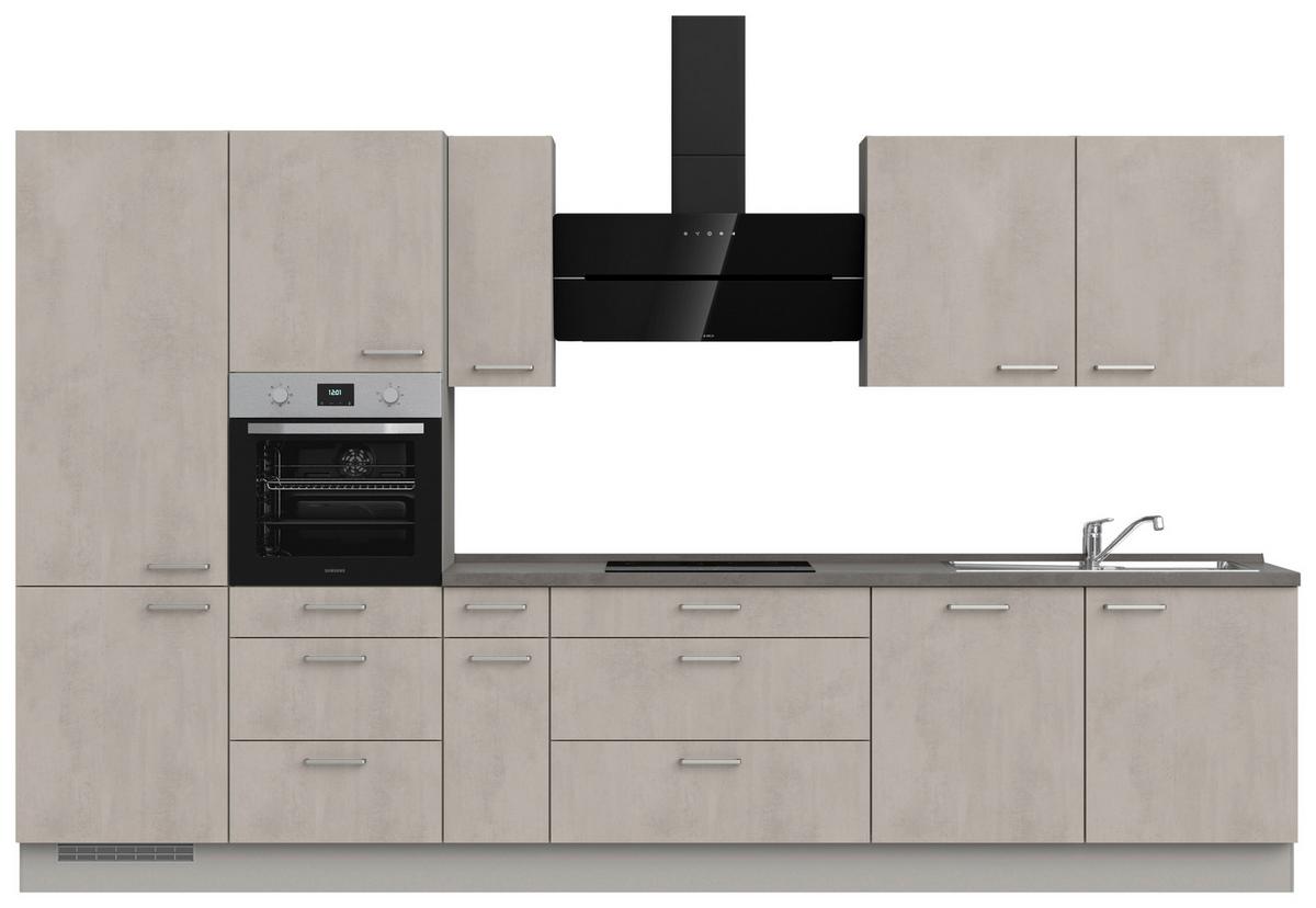 Kuchyňská linka 360 cm, šedý betón/ kamenná šedá - šedá/světle šedá, Moderní, kov/kompozitní dřevo (360cm) - Nobilia