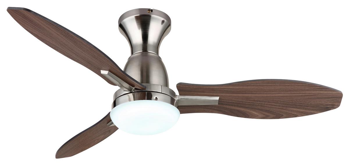 Deckenventilator Gale D:107cm Opal Nickelfarben Braun - Hellbraun/Dunkelbraun, KONVENTIONELL, Holzwerkstoff/Kunststoff (107/32,5cm) - Globo