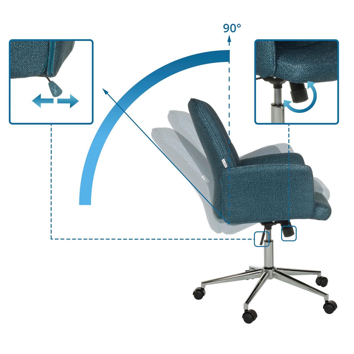 Drehstuhl Solao Petrol T: 63 Cm - Silberfarben/Petrol, MODERN, Kunststoff/Textil (63/98-108/67cm) - MID.YOU
