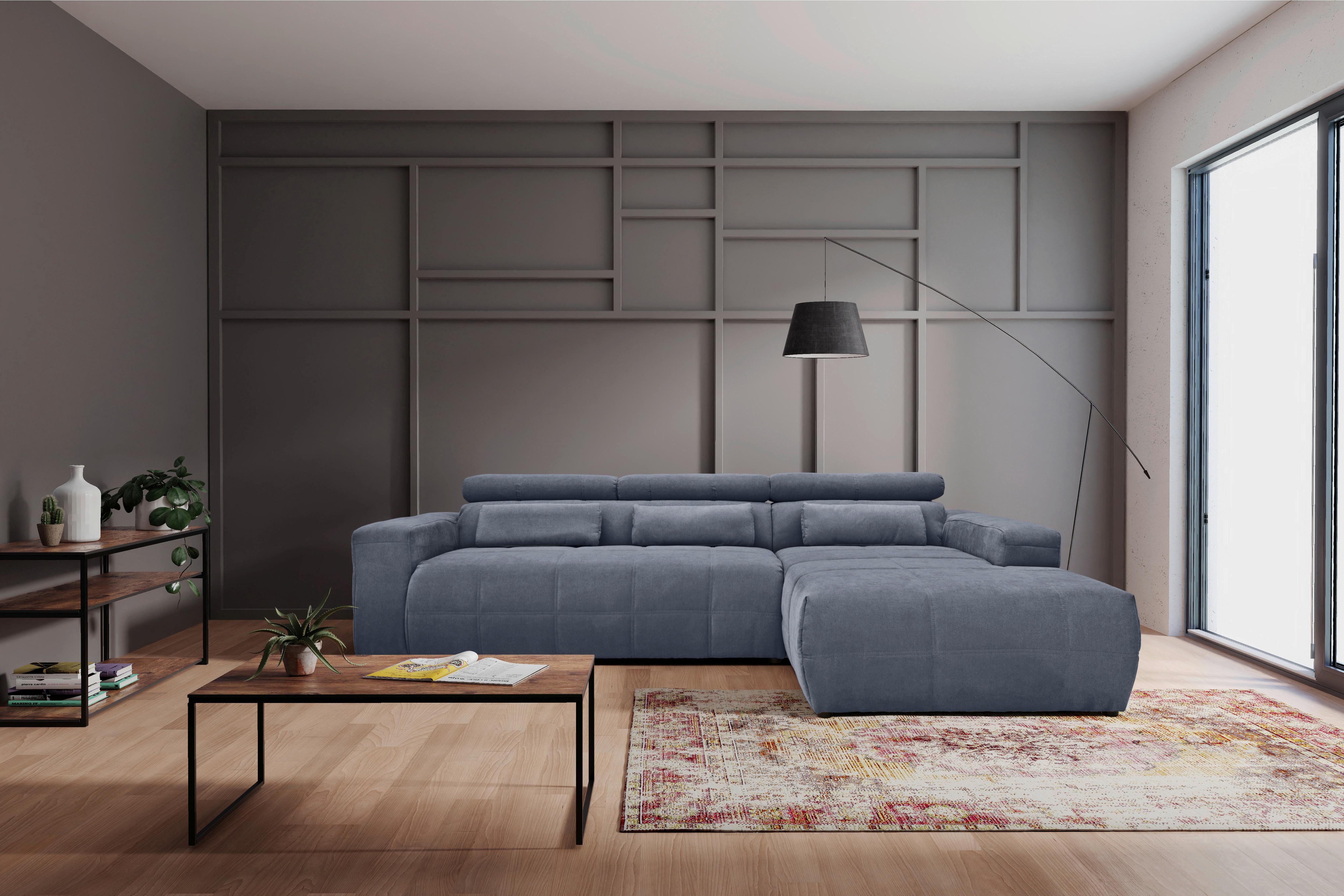 Ecksofa Mit Sitztiefen- Verstellung Brandon Dunkelgrau - Dunkelgrau/Schwarz, Design, Textil (285/175cm) - MID.YOU