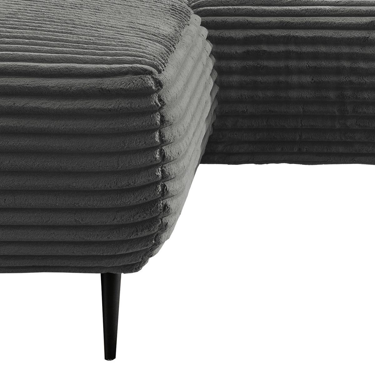 Ecksofa Vanilla Anthrazit S: 178x264-302 cm - Anthrazit/Schwarz, Design, Textil (178/264-302cm) - Livetastic