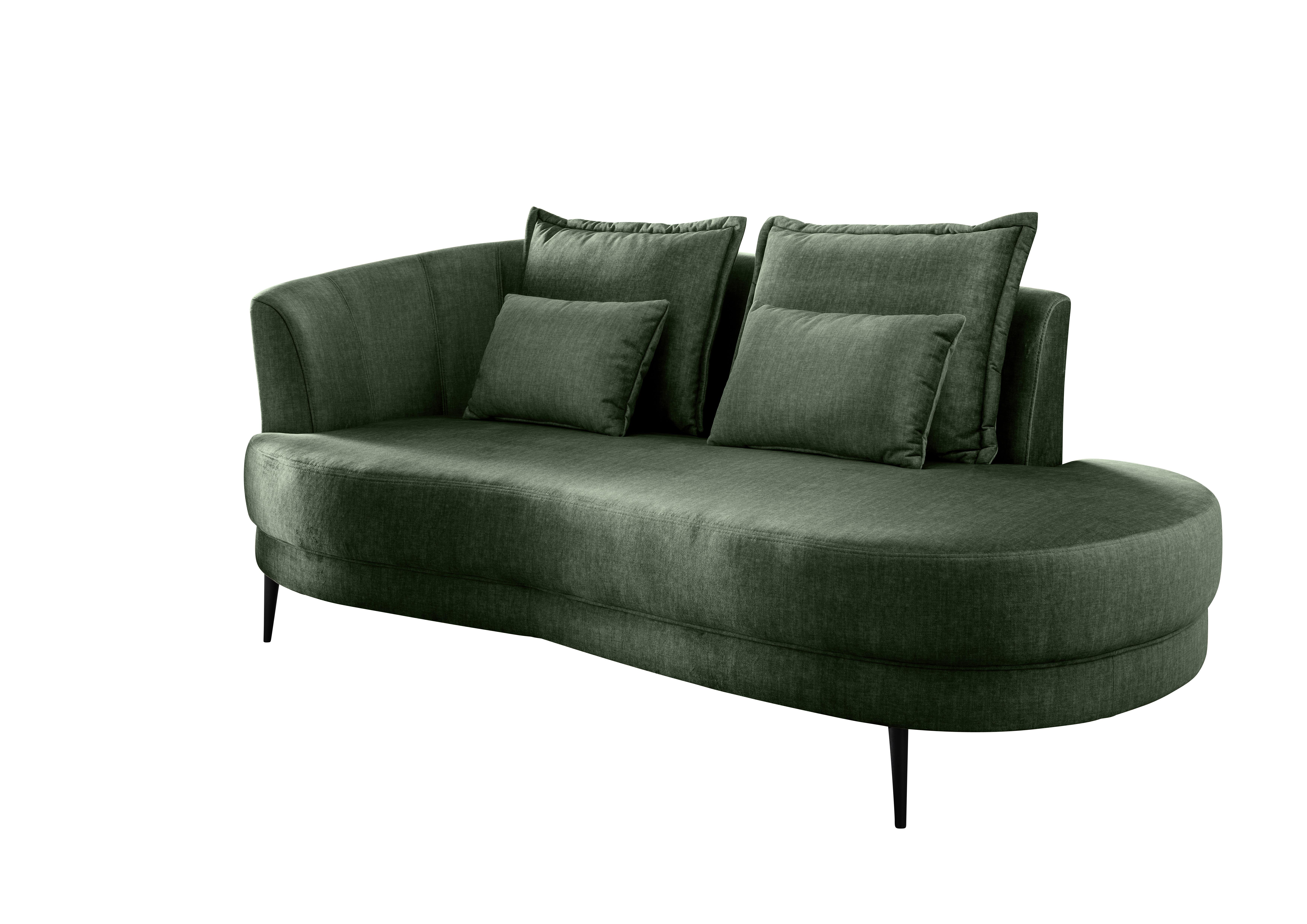 Ottomane Pistaccio Dunkelgrün Velours, Rücken Echt B: 211 cm - Dunkelgrün/Schwarz, MODERN, Textil (211/85/101cm) - Livetastic