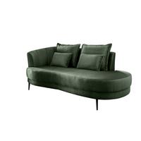 Ottomane Pistaccio Dunkelgrün Velours, Rücken Echt B: 211 cm - Dunkelgrün/Schwarz, MODERN, Textil (211/85/101cm) - Livetastic