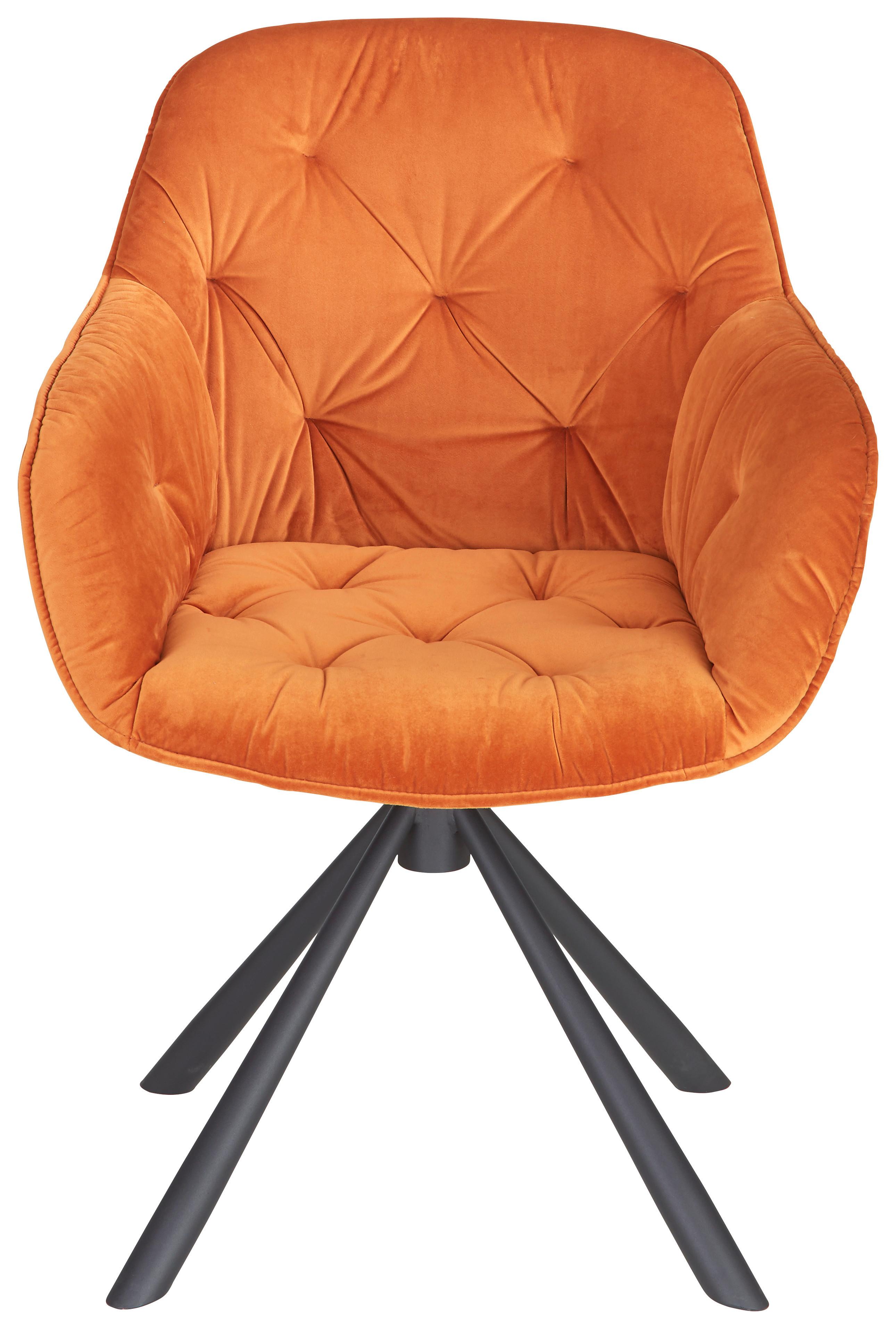 Židle Eileen Oranžová - oranžová/černá, Lifestyle, kov/dřevo (68/86/64cm) - Premium Living