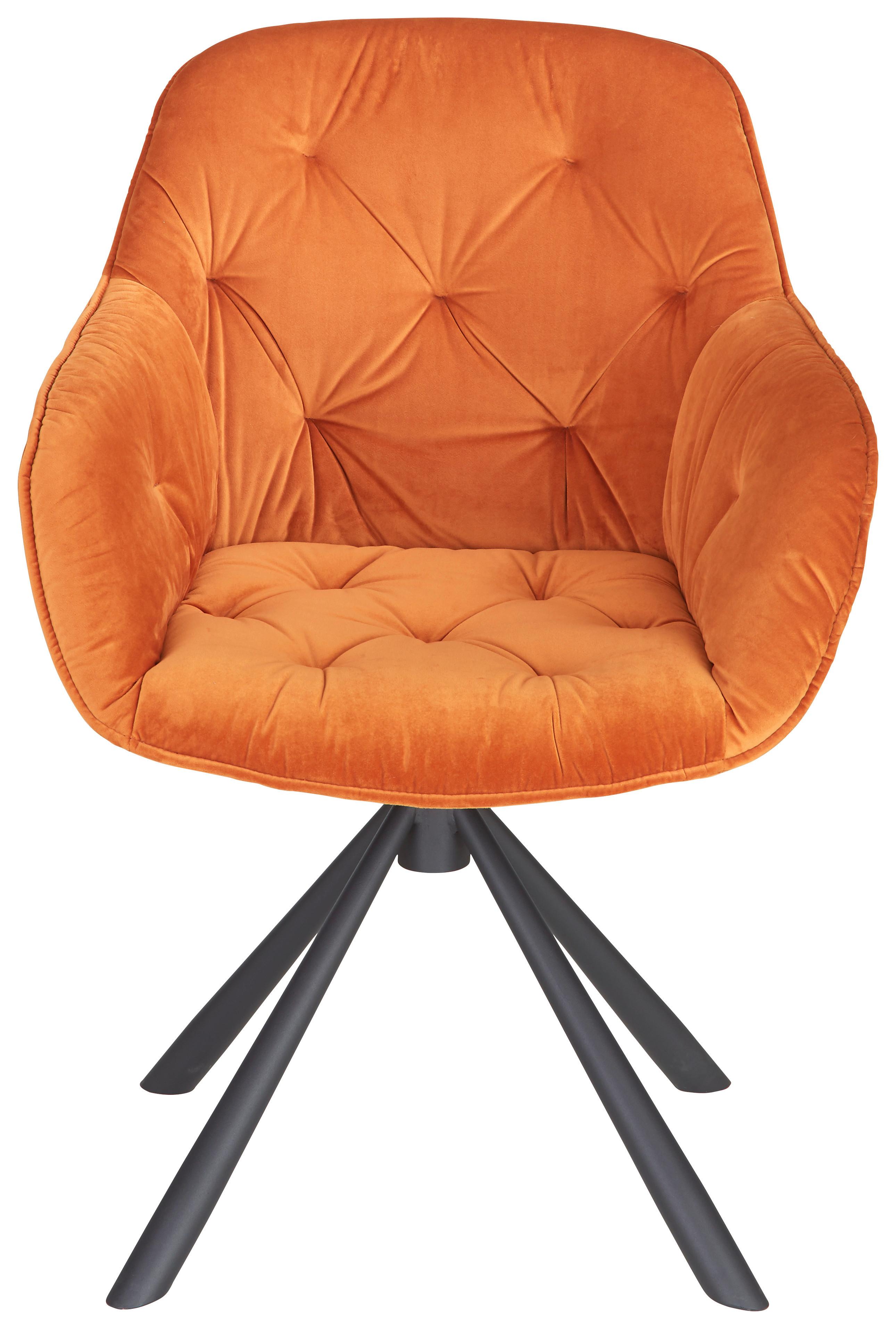 Židle Eileen Oranžová - oranžová/černá, Lifestyle, kov/textil (63/86/66cm) - Premium Living