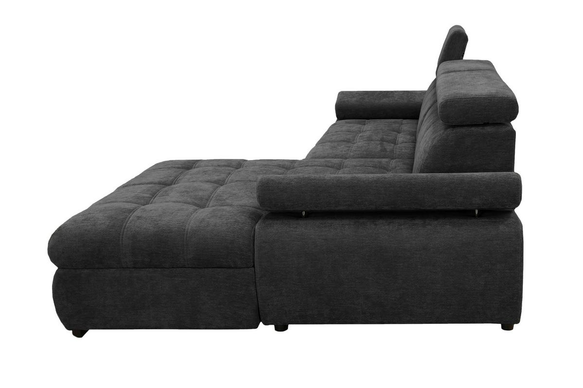Rohová sedačka VEGAS, pravá, černá žinylka - černá, Design, dřevo/textil (294/173cm)