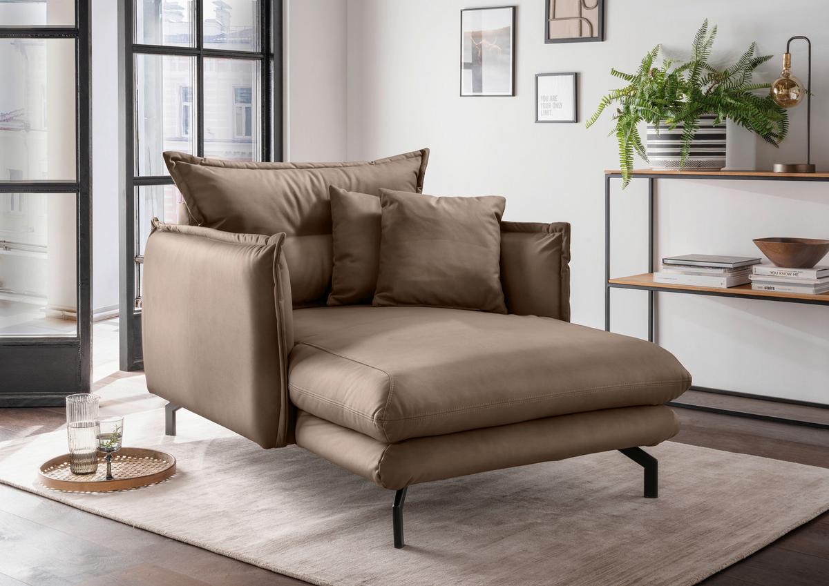 XXL-Sessel Lava Braun B: 111cm - Schwarz/Braun, MODERN, Textil (111/101/167cm) - Livetastic