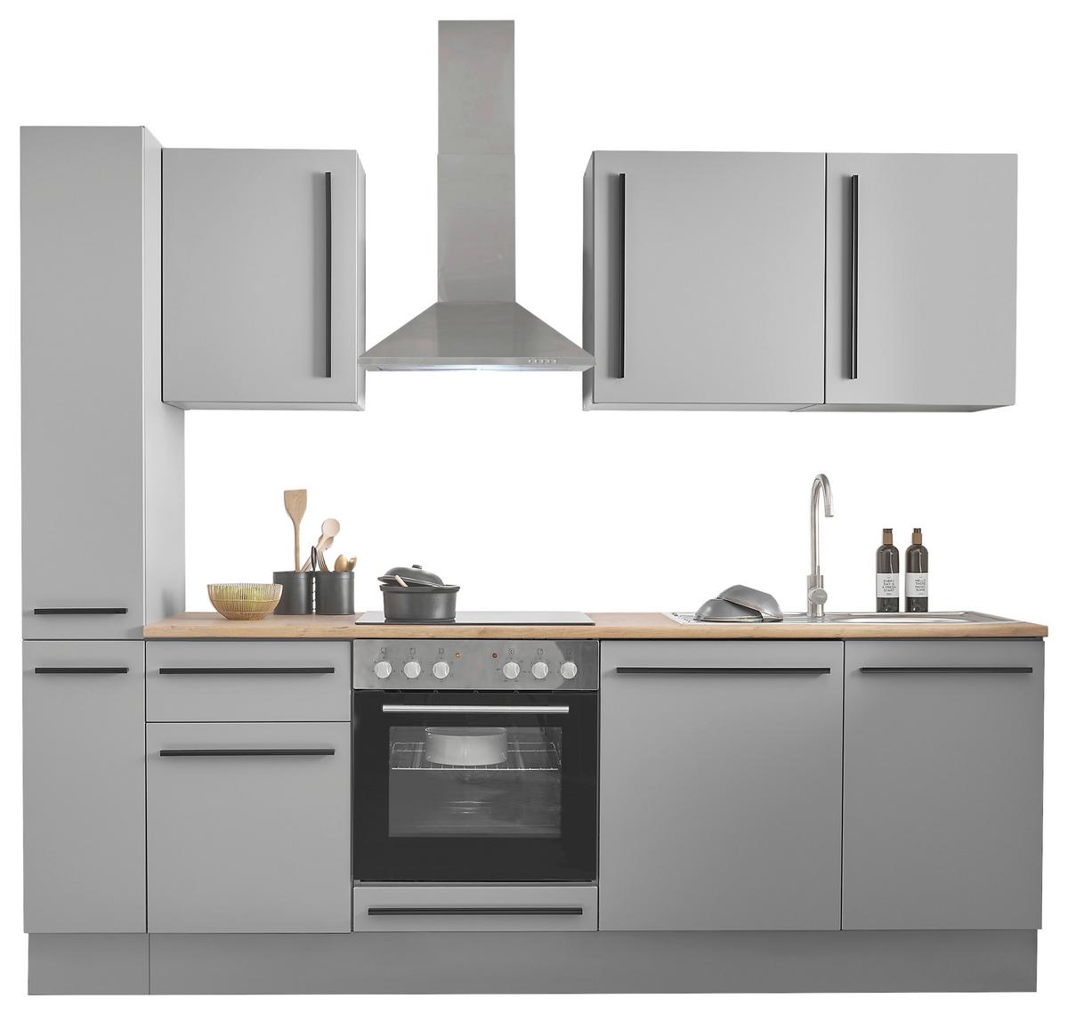 Küchenblock Denver Grau B: 250 cm - Eichefarben/Grau, Design, Holzwerkstoff (250cm) - MID.YOU