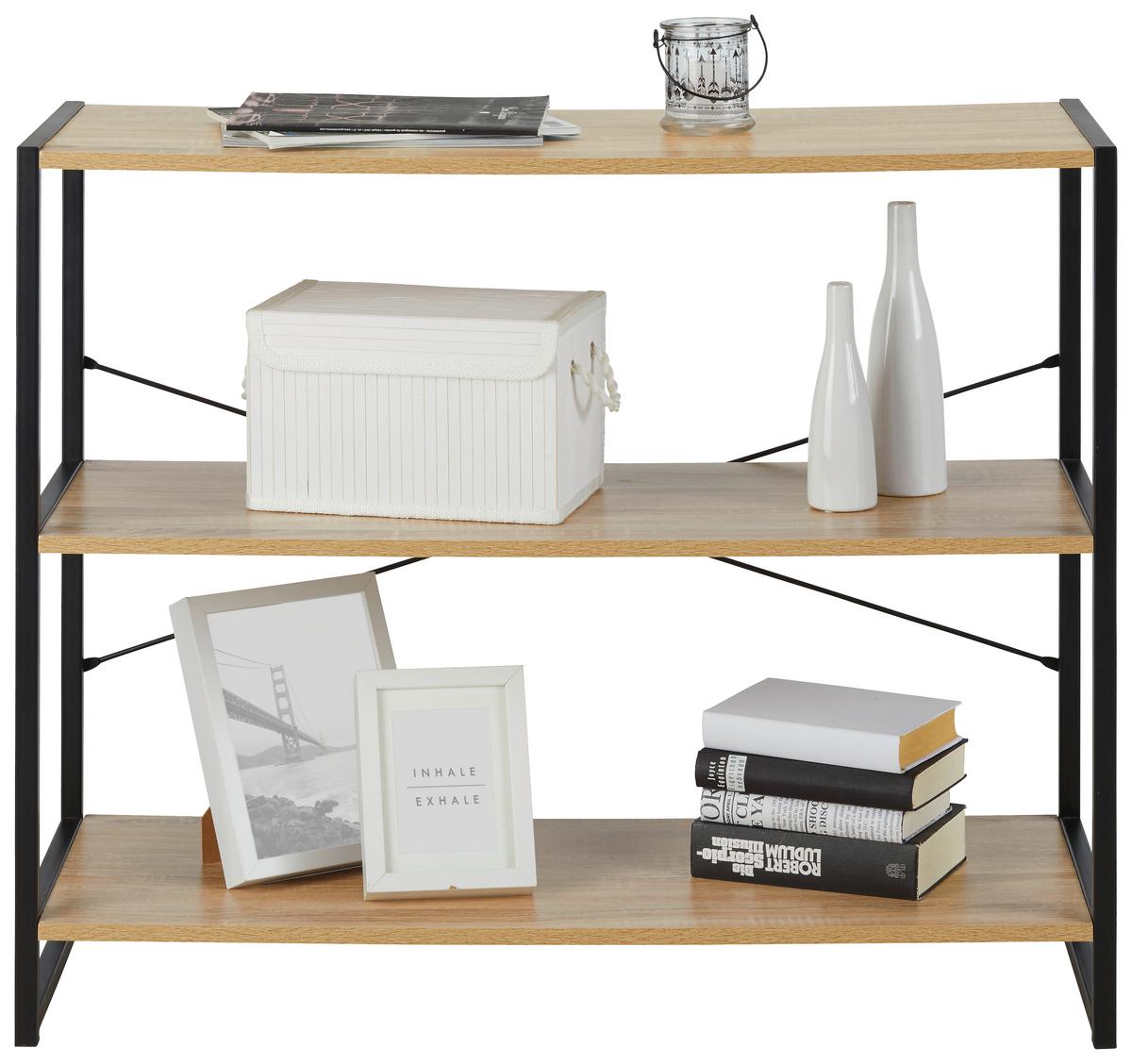 REGÁL BONO - černá/Sonoma dub, Moderní, kov/kompozitní dřevo (95/79,2/35cm) - Mömax