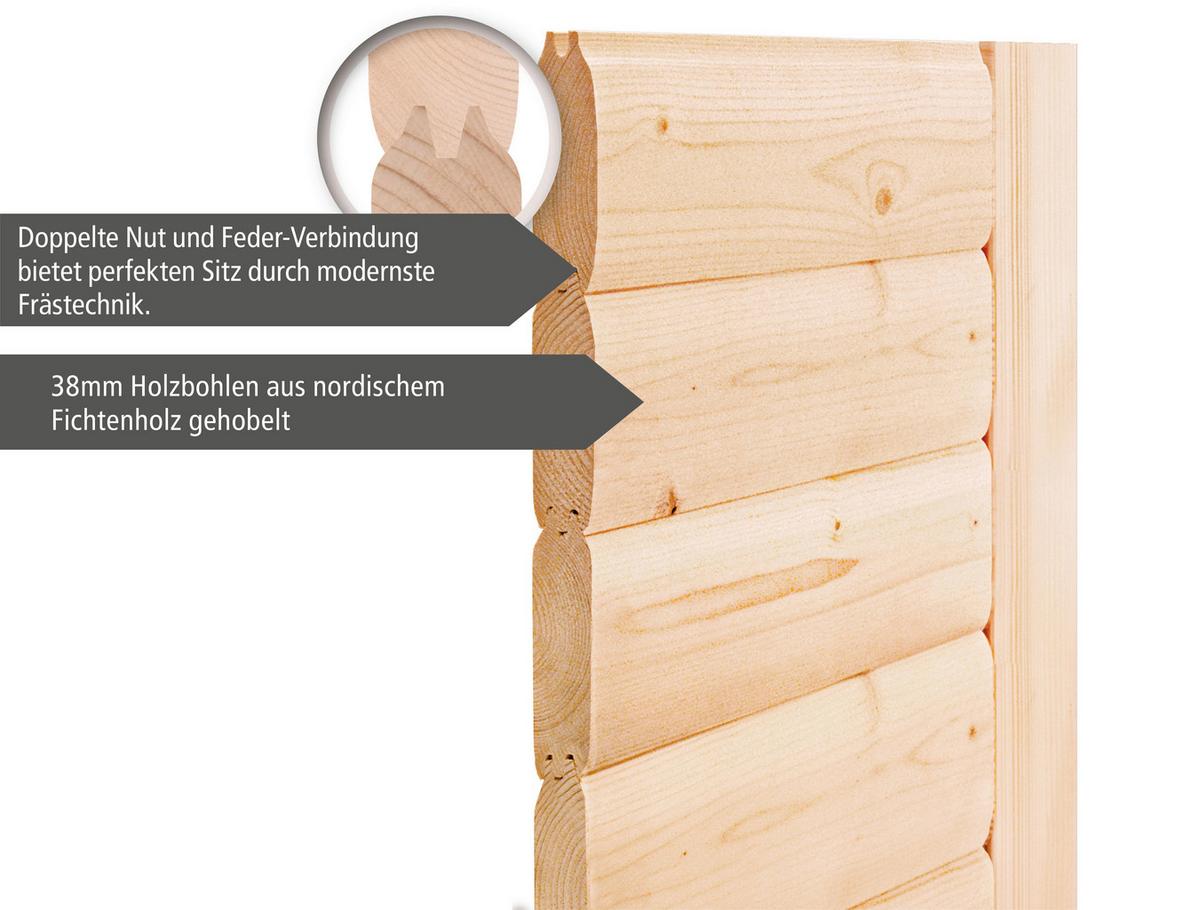 Sauna Tolouse mit Ext. Steuerung 9-Kw-Ofen - Naturfarben, MODERN, Holz (145/187/145cm) - Karibu