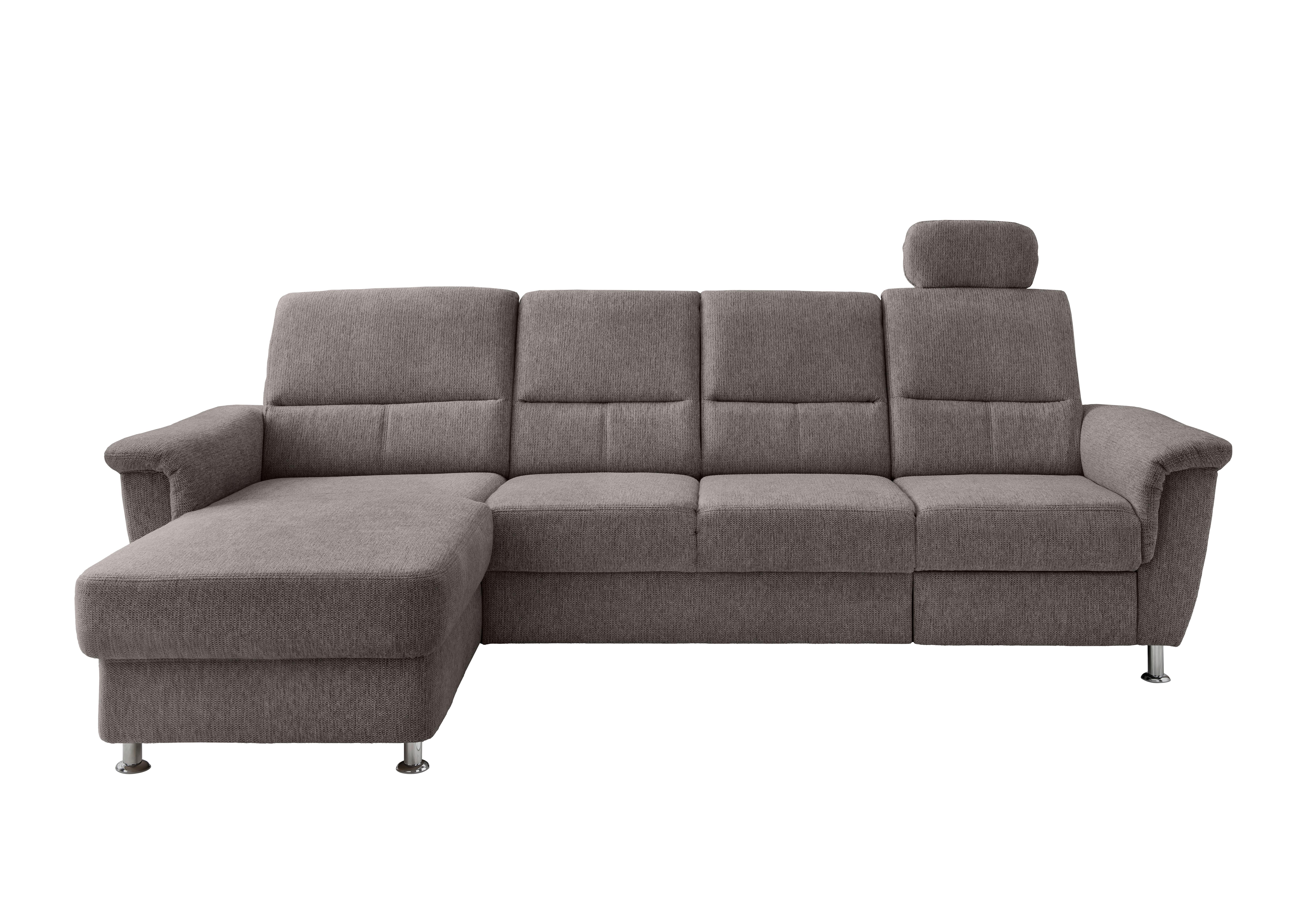 Ecksofa mit Relaxfunktion Parole Graubraun Chenille - Chromfarben/Graubraun, KONVENTIONELL, Textil (165/292cm) - Livetastic