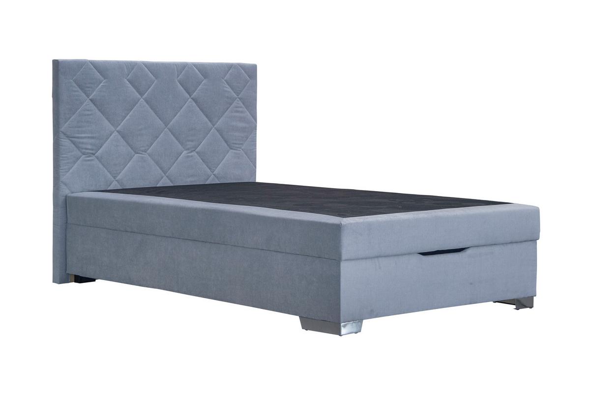 Boxspring postel JOHANA 140x200, šedě modrá - modrá/barvy stříbra, Konvenční, dřevo (140/200cm)