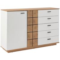 Kommode Oreta B: 136,1 Cm Weiss Hochglanz/eichefarben - Weiß Hochglanz/Eichefarben, MODERN, Holzwerkstoff (136,1/95/40cm)