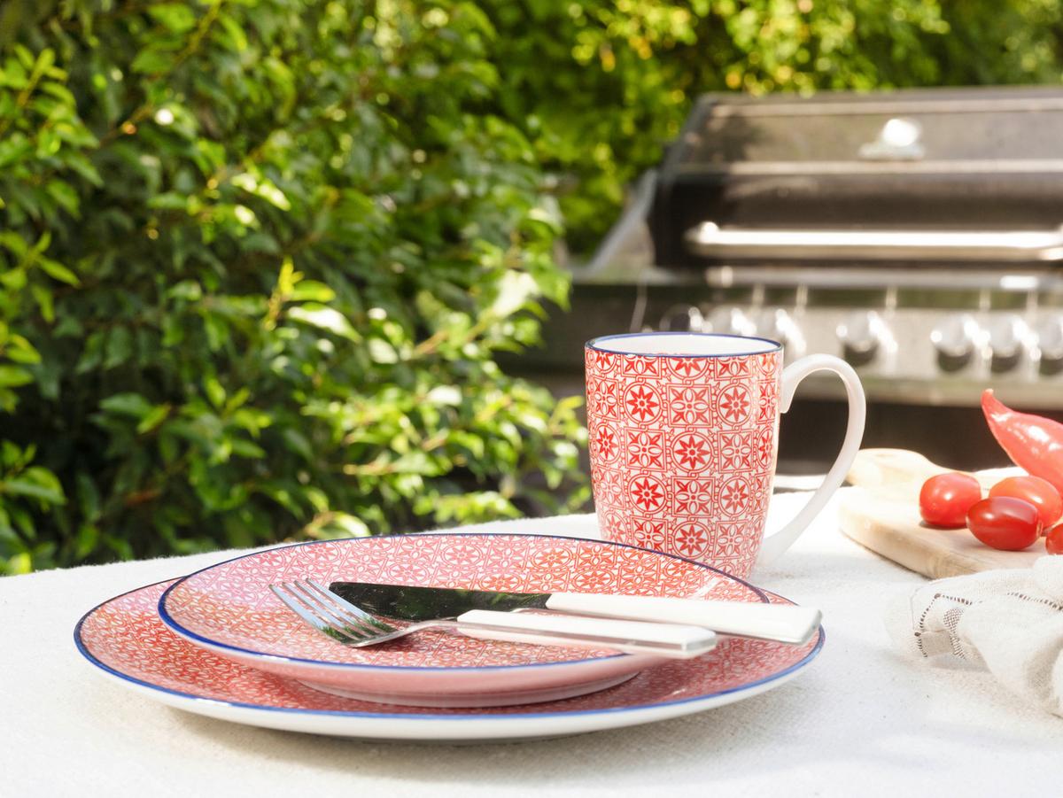 Kombiservice Keramik, Rot/Weiß, 16--Teilig. - Rot/Weiß, Basics, Keramik - Creatable