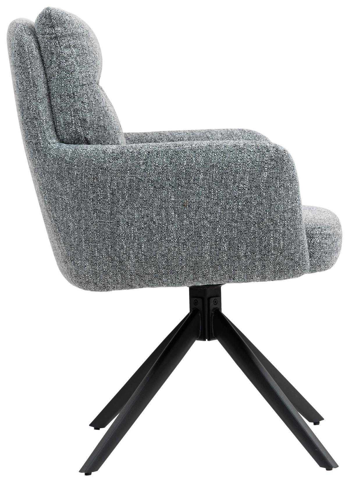 Armlehnstuhl Ella Ella - Schwarz/Grau, KONVENTIONELL, Textil/Metall (60/95/67cm) - MID.YOU