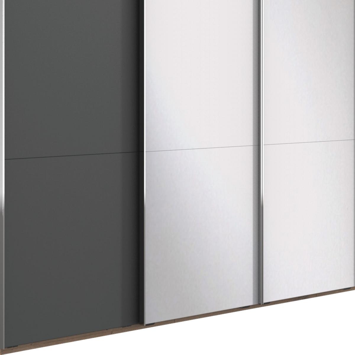 Schwebetürenschrank M. Spiegel 350cm Level 36a, Graphit/eiche - Eichefarben/Graphitfarben, Basics, Glas/Holzwerkstoff (350/216/65cm) - MID.YOU