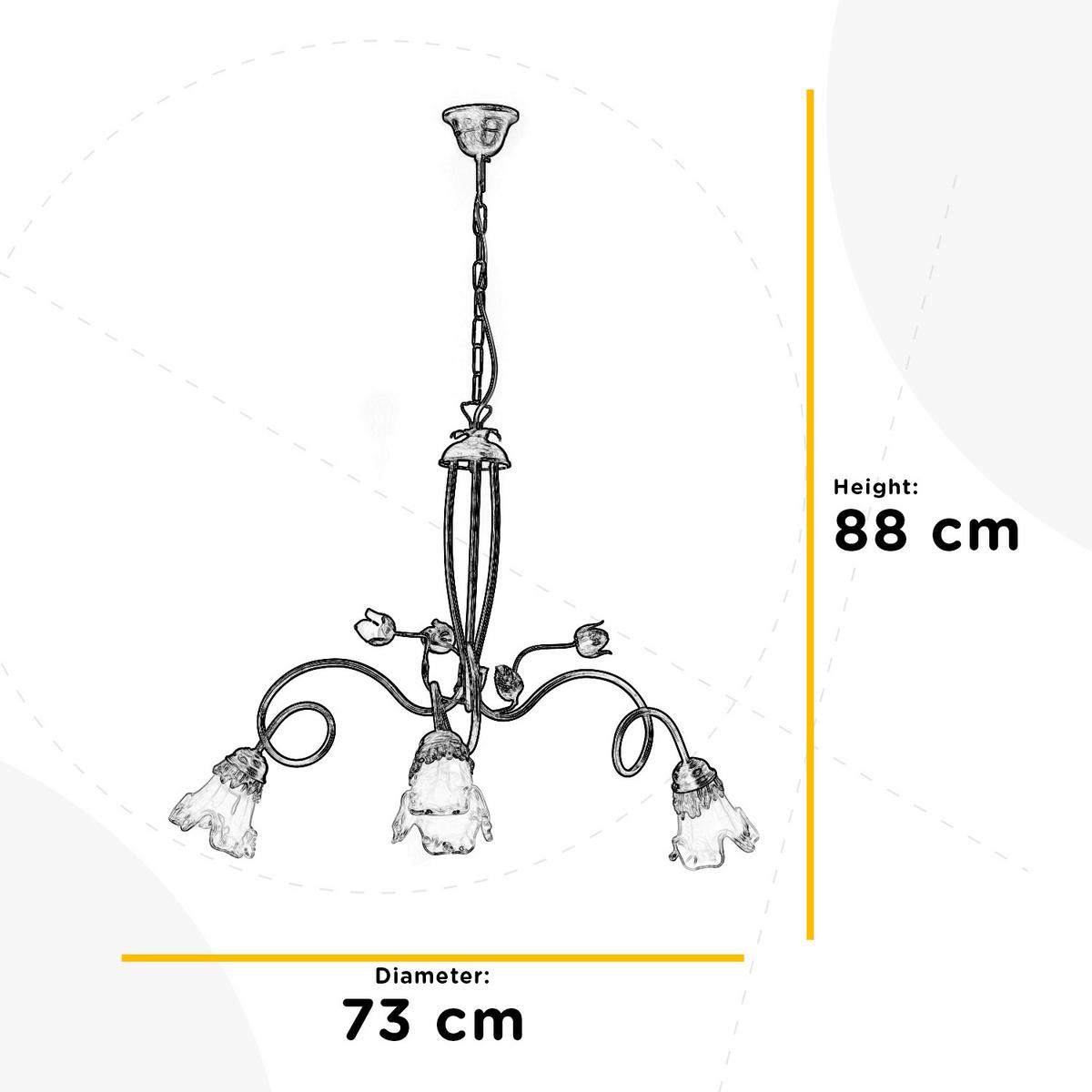Kronleuchter 4984/3 - Bronzefarben, KONVENTIONELL, Glas/Metall (73/88cm)