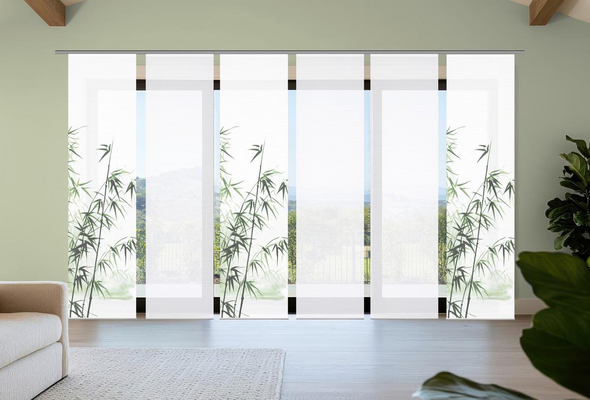 Flächenvorhang Rufus 6er Set - Weiß/Grün, Natur, Textil (60/245cm)