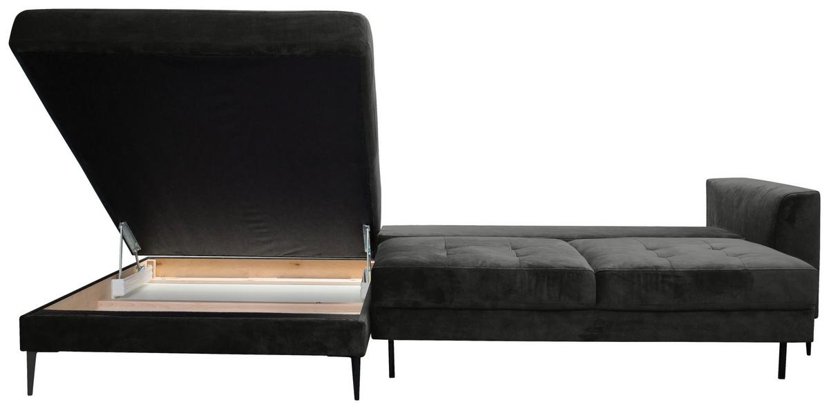Eckschlafsofa Luzi - Anthrazit/Schwarz, MODERN, Textil (280/168cm) - Trendmanufaktur
