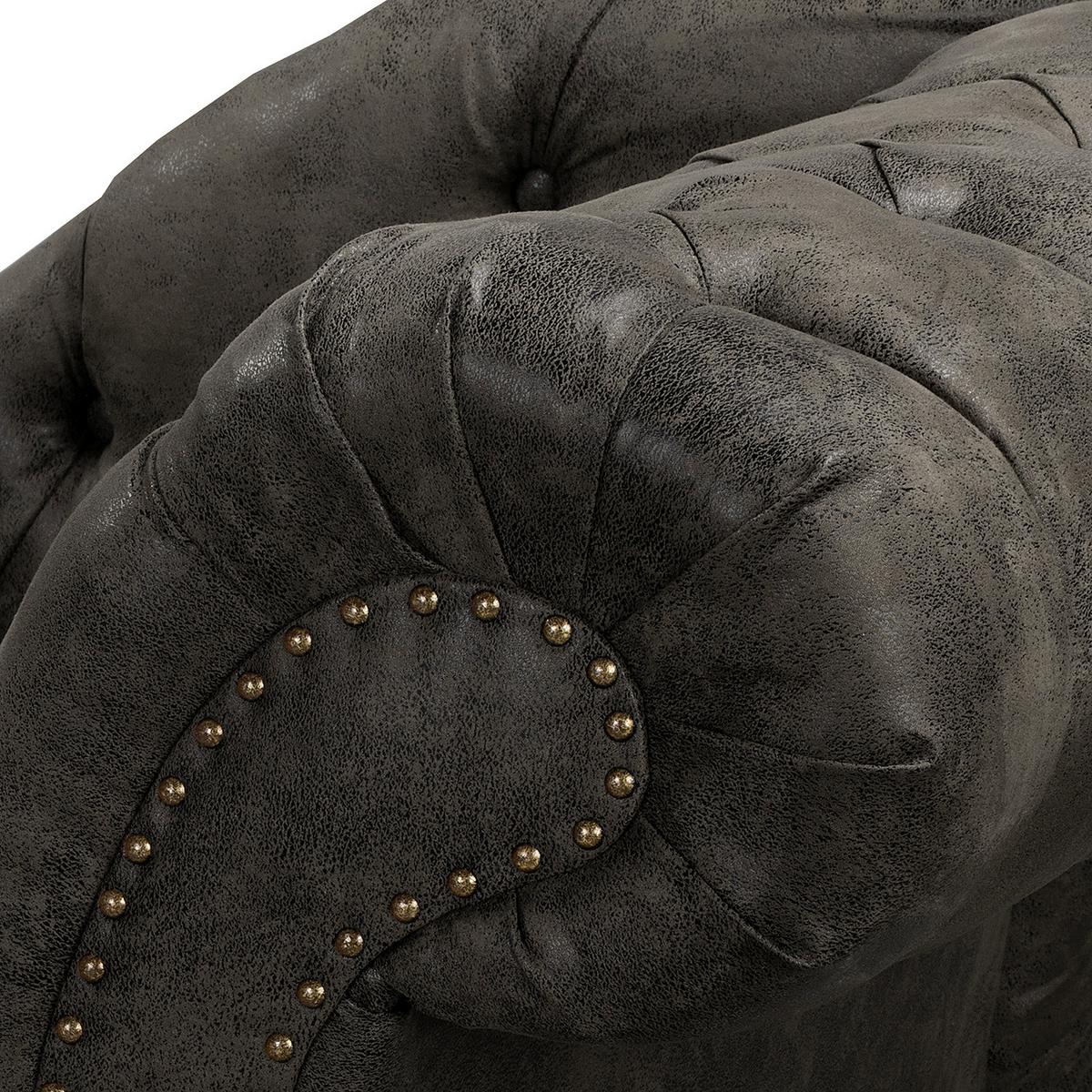 Récamiere Pako Anthrazit B: 185cm - Anthrazit/Braun, Design, Textil (185/93/75cm) - Livetastic